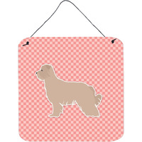 "Caroline's Treasures Pyrenean Shepherd Checkerboard Pink Wall or Door Hanging Prints BB3618DS66, 6"" x 6"", Multicolor"