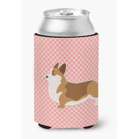 "Caroline's Treasures Corgi Checkerboard Pink Can or Bottle Hugger BB3620CC, Can Hugger, Multicolor"