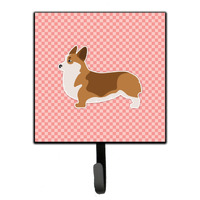 "Caroline's Treasures Corgi Checkerboard Pink Leash or Key Holder BB3620SH4, Small, Multicolor"