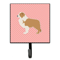 "Caroline's Treasures Red Border Collie Checkerboard Pink Leash or Key Holder BB3622SH4, Small, Multicolor"