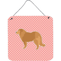 "Caroline's Treasures Caucasian Shepherd Dog Checkerboard Pink Wall or Door Hanging Prints BB3625DS66, 6"" x 6"", Multicolor"