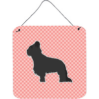 "Caroline's Treasures Briard Checkerboard Pink Wall or Door Hanging Prints BB3626DS66, 6"" x 6"", Multicolor"