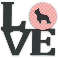 "Caroline's Treasures Briard Checkerboard Pink Metal Artwork Love wall-decor, Multicolor"