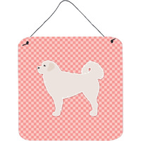 "Caroline's Treasures Polish Tatra Sheepdog Checkerboard Pink Wall or Door Hanging Prints BB3627DS66, 6"" x 6"", Multicolor"