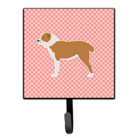 "Caroline's Treasures Central Asian Shepherd Dog Checkerboard Pink Leash or Key Holder BB3628SH4, Small, Multicolor"