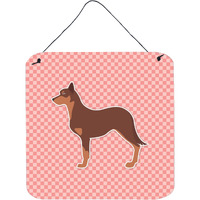 "Caroline's Treasures Australian Kelpie Dog Checkerboard Pink Wall or Door Hanging Prints BB3629DS66, 6"" x 6"", Multicolor"