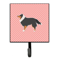 "Caroline's Treasures Sheltie/Shetland Sheepdog Checkerboard Pink Leash or Key Holder BB3630SH4, Small, Multicolor"
