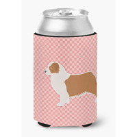"Caroline's Treasures Australian Shepherd Dog Checkerboard Pink Can or Bottle Hugger BB3633CC, Can Hugger, Multicolor"