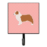 "Caroline's Treasures Australian Shepherd Dog Checkerboard Pink Leash or Key Holder BB3633SH4, Small, Multicolor"