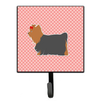 "Caroline's Treasures Yorkshire Terrier Yorkie Checkerboard Pink Leash or Key Holder BB3634SH4, Small, Multicolor"
