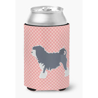 "Caroline's Treasures Lowchen Checkerboard Pink Can or Bottle Hugger BB3635CC, Can Hugger, Multicolor"