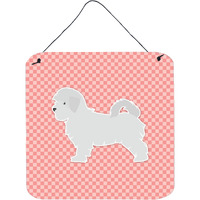 "Caroline's Treasures Maltese Checkerboard Pink Wall or Door Hanging Prints BB3636DS66, 6"" x 6"", Multicolor"