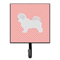 "Caroline's Treasures Maltese Checkerboard Pink Leash or Key Holder BB3636SH4, Small, Multicolor"