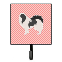 "Caroline's Treasures Japanese Chin Checkerboard Pink Leash or Key Holder BB3637SH4, Small, Multicolor"