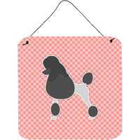 "Caroline's Treasures Poodle Checkerboard Pink Wall or Door Hanging Prints BB3639DS66, 6"" x 6"", Multicolor"