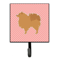 "Caroline's Treasures Pomeranian Checkerboard Pink Leash or Key Holder BB3642SH4, Small, Multicolor"