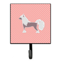 "Caroline's Treasures Chinese Crested Checkerboard Pink Leash or Key Holder BB3643SH4, Small, Multicolor"