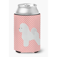 "Caroline's Treasures Bichon Frise Checkerboard Pink Can or Bottle Hugger BB3645CC, Can Hugger, Multicolor"