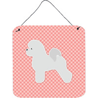 "Caroline's Treasures Bichon Frise Checkerboard Pink Wall or Door Hanging Prints BB3645DS66, 6"" x 6"", Multicolor"