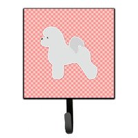 "Caroline's Treasures Bichon Frise Checkerboard Pink Leash or Key Holder BB3645SH4, Small, Multicolor"