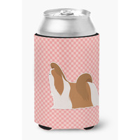 "Caroline's Treasures Shih Tzu Checkerboard Pink Can or Bottle Hugger BB3646CC, Can Hugger, Multicolor"