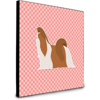"Caroline's Treasures Shih Tzu Checkerboard Pink Artwork Panel wall-decor, Multicolor"