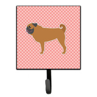 "Caroline's Treasures Pug Checkerboard Pink Leash or Key Holder BB3647SH4, Small, Multicolor"