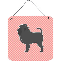 "Caroline's Treasures Affenpinscher Checkerboard Pink Wall or Door Hanging Prints BB3648DS66, 6"" x 6"", Multicolor"