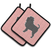 "Caroline's Treasures Affenpinscher Checkerboard Pink Pair of Pot Holders BB3648PTHD, 7.5HX7.5W, Multicolor"