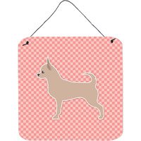 "Caroline's Treasures Chihuahua Checkerboard Pink Wall or Door Hanging Prints BB3650DS66, 6"" x 6"", Multicolor"