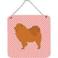 "Caroline's Treasures Chow Checkerboard Pink Wall or Door Hanging Prints BB3651DS66, 6"" x 6"", Multicolor"