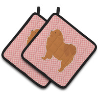 "Caroline's Treasures Chow Checkerboard Pink Pair of Pot Holders BB3651PTHD, 7.5HX7.5W, Multicolor"