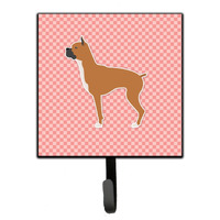 "Caroline's Treasures Boxer Checkerboard Pink Leash or Key Holder BB3653SH4, Small, Multicolor"