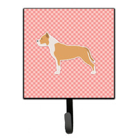 "Caroline's Treasures Staffordshire Bull Terrier Checkerboard Pink Leash or Key Holder BB3654SH4, Small, Multicolor"
