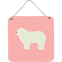 "Caroline's Treasures Komondor Checkerboard Pink Wall or Door Hanging Prints BB3655DS66, 6"" x 6"", Multicolor"
