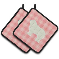 "Caroline's Treasures Komondor Checkerboard Pink Pair of Pot Holders BB3655PTHD, 7.5HX7.5W, Multicolor"