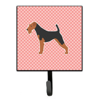 "Caroline's Treasures Airedale Terrier Checkerboard Pink Leash or Key Holder BB3657SH4, Small, Multicolor"