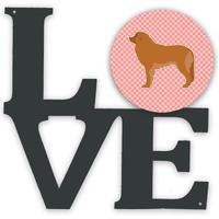"Caroline's Treasures Leonberger Checkerboard Pink Metal Artwork Love wall-decor, Multicolor"