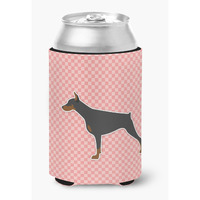 "Caroline's Treasures Doberman Pinscher Checkerboard Pink Can or Bottle Hugger BB3660CC, Can Hugger, Multicolor"