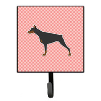 "Caroline's Treasures Doberman Pinscher Checkerboard Pink Leash or Key Holder BB3660SH4, Small, Multicolor"