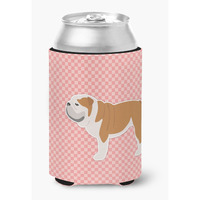 "Caroline's Treasures English Bulldog Checkerboard Pink Can or Bottle Hugger BB3662CC, Can Hugger, Multicolor"