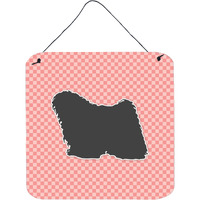 "Caroline's Treasures Puli Checkerboard Pink Wall or Door Hanging Prints BB3663DS66, 6"" x 6"", Multicolor"