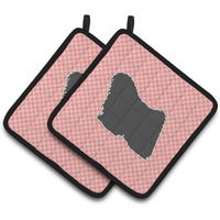 "Caroline's Treasures Puli Checkerboard Pink Pair of Pot Holders BB3663PTHD, 7.5HX7.5W, Multicolor"