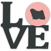 "Caroline's Treasures Puli Checkerboard Pink Metal Artwork Love wall-decor, Multicolor"