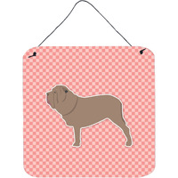 "Caroline's Treasures Neapolitan Mastiff Checkerboard Pink Wall or Door Hanging Prints BB3665DS66, 6"" x 6"", Multicolor"