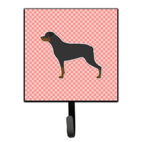 "Caroline's Treasures Rottweiler Checkerboard Pink Leash or Key Holder BB3666SH4, Small, Multicolor"