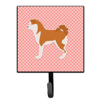 "Caroline's Treasures Akita Checkerboard Pink Leash or Key Holder BB3672SH4, Small, Multicolor"