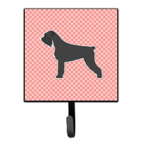 "Caroline's Treasures Giant Schnauzer Checkerboard Pink Leash or Key Holder BB3673SH4, Small, Multicolor"