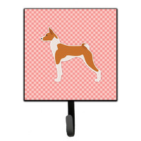 "Caroline's Treasures Basenji Checkerboard Pink Leash or Key Holder BB3674SH4, Small, Multicolor"