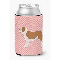 "Caroline's Treasures Saint Bernard Checkerboard Pink Can or Bottle Hugger BB3676CC, Can Hugger, Multicolor"